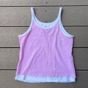 Y2K Pink Double Layered Cami Tank Top Size XL Preppy Summer Girly